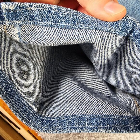 Levis 505 Jeans Mens 35x30 (Fits 33x25) Blue Straight Orange Tab Vintage Distres - Picture 7 of 16